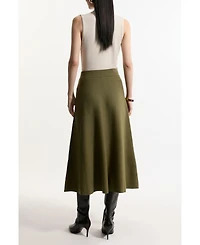 Karen Millen Women's Milano Knit Full Midi Skirt