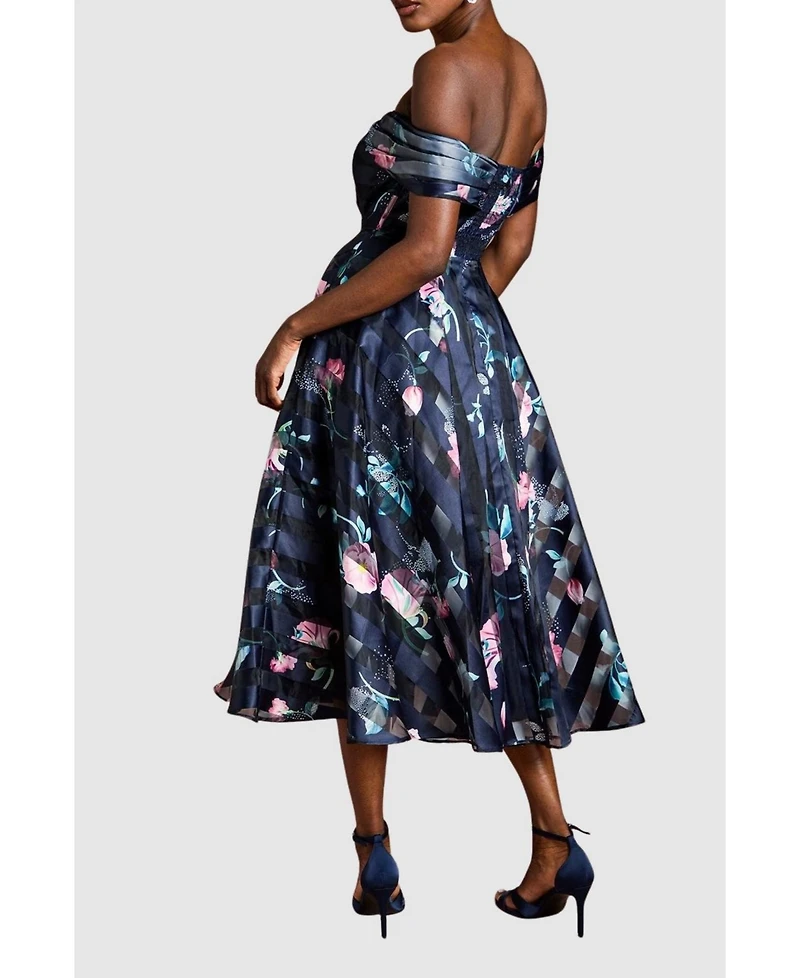 Coast Women's Stripe Organza Pleat Top Midi Dress