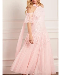 Needle & Thread Women's Scallop Sequin Halter-Neck Ankle Gown