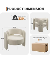 gaomon Chenille Accent Chair Mid-Century Upholstered Living Room Chair Cozy Round Armrest Chair with Back Round Corner Side Sitting Lounge Armchair