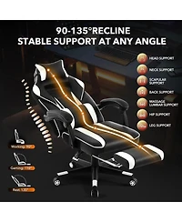 gaomon Gaming Chair with Footrest and Massage Lumbar Support,Big and Tall Ergonomic Computer Game Desk Chair,High Back Pu Leather Recliner