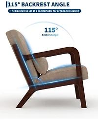 gaomon Mid-Century Modern Accent Chair, Wide-Wale Corduroy Upholstery, Solid Wood Armchair with Removable Lumbar Pillow, Sturdy Reading Chair.