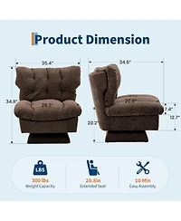 gaomon Chenille Swivel Accent Chair,360 Comfy Modern Sofa Chair with Oversize Base, Cozy Cotton Filling,300Lb Max Load Accent Chair