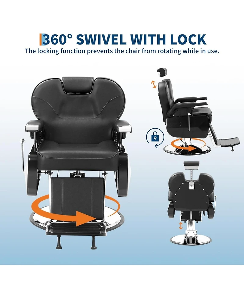 gaomon Professional Barber Chair Hydraulic 360 Swivel Salon Chair with Adjustable Headrest, Reclining Styling Chair for Hairdresser Beauty Salon Spa