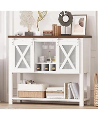 gaomon Buffet Cabinet 46.5" Large Buffet Sideboard Cabinet With 2 Sliding Barn Doors Farmhouse Wine Cabinet Table Wine Rack Bar Storage Cabinet