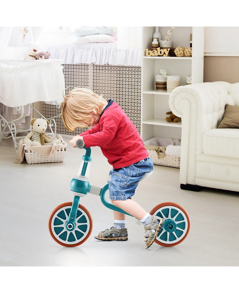 Kids Trike Bike 4-in-1 with Push Handle and Height-Adjustable Seat for Growing