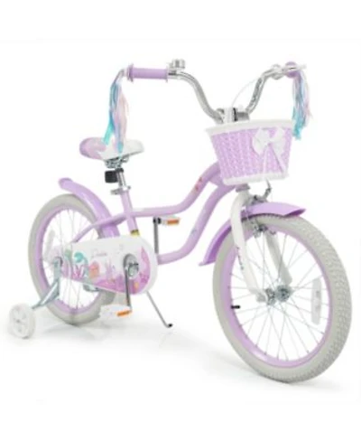 Slickblue Kids Bicycle With Basket Streamers Adjustable Princess Theme Bike
