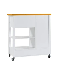 flynama Kitchen Island Cart with Walnut Wood Top and Locking Casters