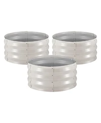 Gouun 3-Piece Round Galvanized Raised Garden Bed Set, Alu-Zinc Planter Boxes
