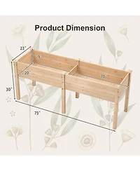 Gouun Elevated Fir Wood Garden Bed with Drainage Holes in Standing Planter Box