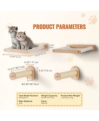 Gouun Wall Mounted Cat Shelves and Perches Set of 4 with Hammocks and Jumping Posts