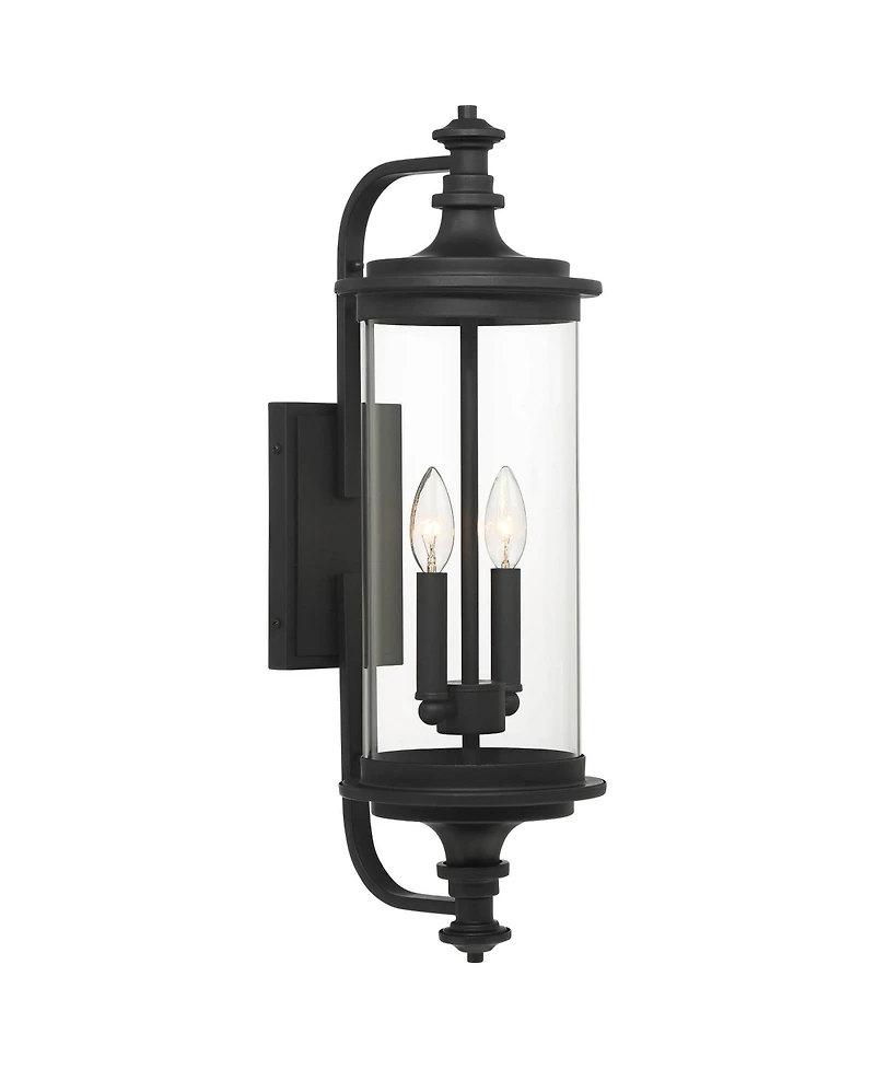 Possini Euro Design Medici Modern Outdoor Wall Light Fixture Black Metal Clear Glass for Post Exterior Barn Deck House Porch Yard Patio Home