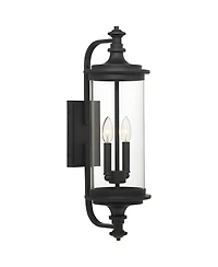 Possini Euro Design Medici Modern Outdoor Wall Light Fixture Black Metal Clear Glass for Post Exterior Barn Deck House Porch Yard Patio Home