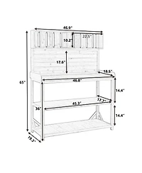 sumyeg 65" Large Wooden Farmhouse Rustic Outdoor Potting Bench Table, Patio Workstation, Garden