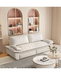 Rainsken 3-in-1 Convertible Sleeper Sofa, 73.2" Queen Pull Out Sofa Bed, Velvet Upholstered Loveseat Bed with Soft Armrests for Living Room