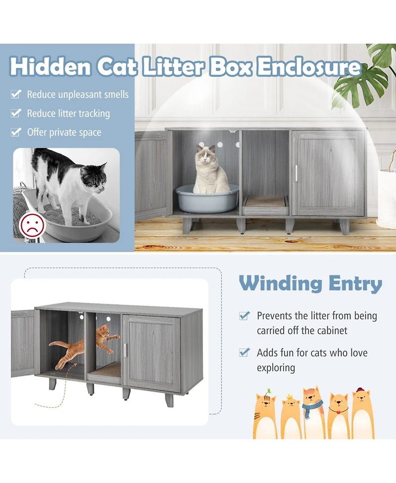 Cozito Cat Litter Box Enclosure 2 Door Winding Entry