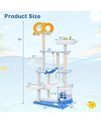 Cozito Cat Tree Ocean-Themed Multi-Level Tower with Sisal Posts