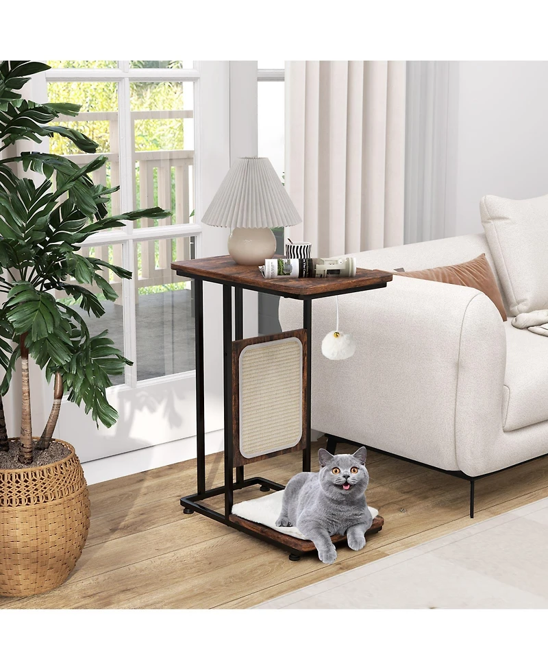 Cozito Cat Tree C-Shaped Side Table with Scratching Board