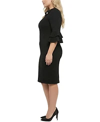 Ny Collection Plus 3/4-Sleeve Shawl Collar Dress