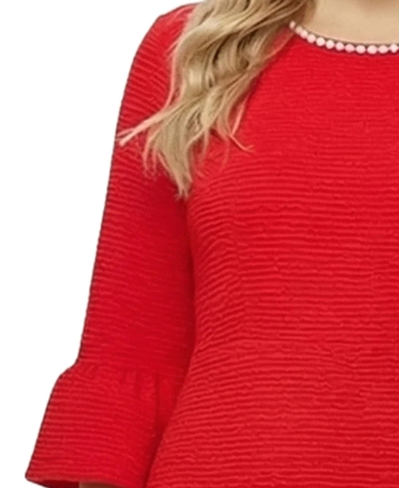 Ny Collection Plus 3/4-Sleeve Mother of Pearl Detail Dress