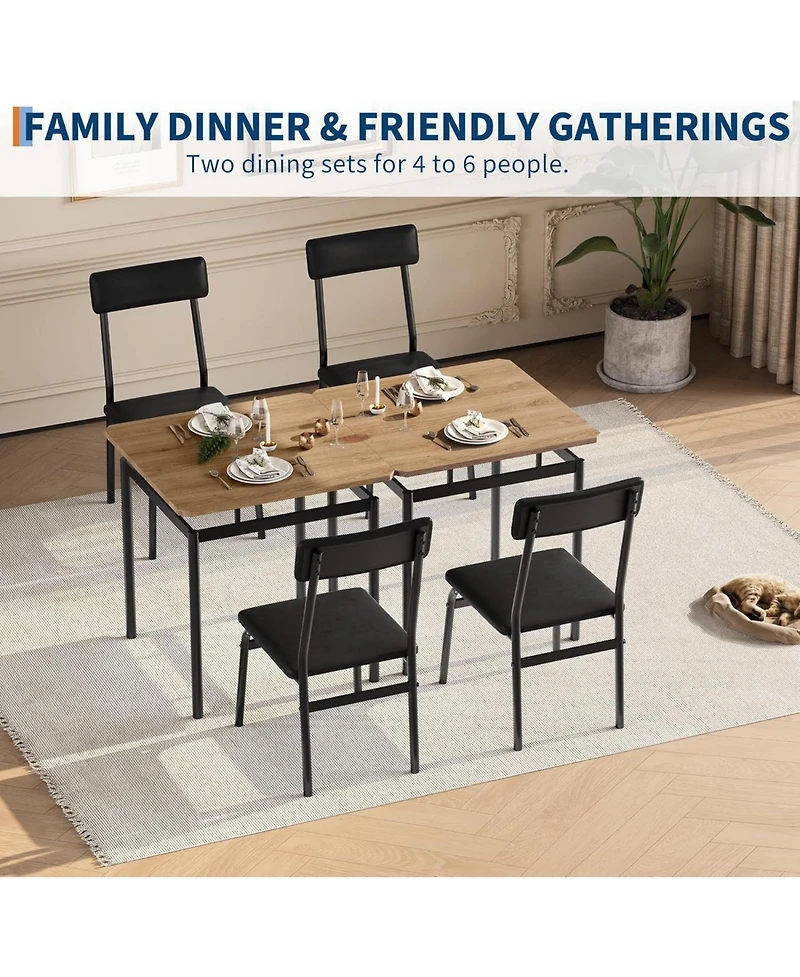 gaomon 3-Piece Dining Table Set with Wooden Top, Metal Frame and 2 Pu Upholstered Chairs, for Kitchen and Dining Room