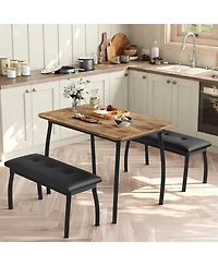 gaomon 3-Piece Farmhouse Dining Set with 2 Benches