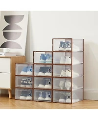 Homfan Clear Plastic Shoe Storage Boxes with Lids, Stackable Ventilated Organizer Bins for Closet, Under Bed and Living Room