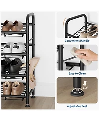 Homfan Metal Shoe Rack with Adjustable Flat or Tilt Shelves, Space Saving Shoe Storage Organizer for Entryway