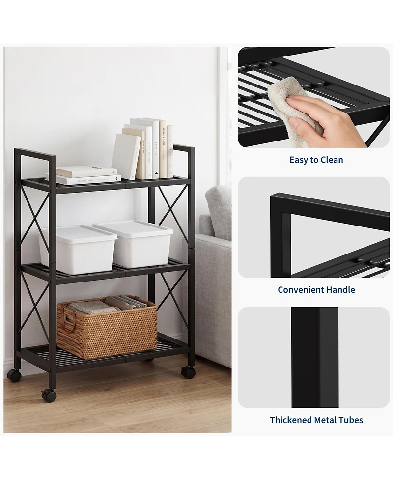 Homfan Slim Shoe Rack with Metal Frame and Fabric Shelves, Adjustable Shoe Storage Organizer for Entryway, Bedroom