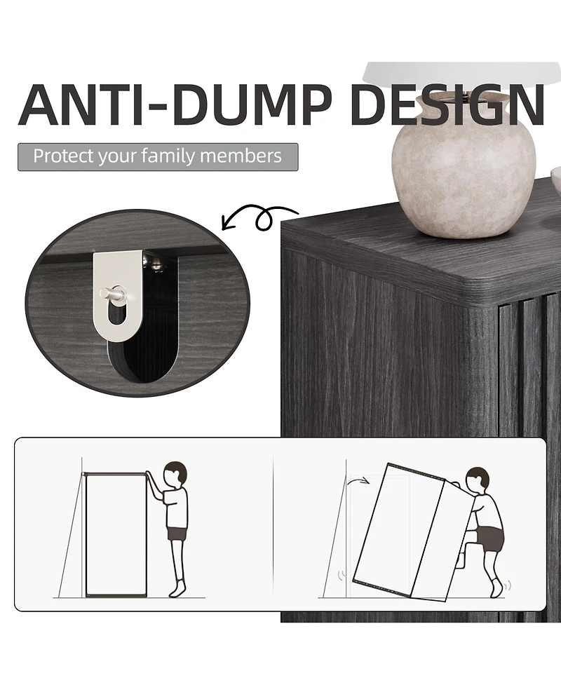 Homfan 2 Piece 5 Tier Shoe Cabinet Set with Fluted Doors and 4 Adjustable Shelves, 46 in Entryway Organizer