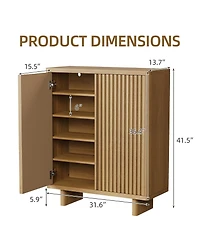 Homfan 2 Piece 5 Tier Shoe Cabinet Set with Fluted Doors and Adjustable Shelves, Entryway Hallway Storage Organizer