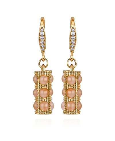 Guess Gold-Tone Rose Stone Lever-Back Drop Earrings