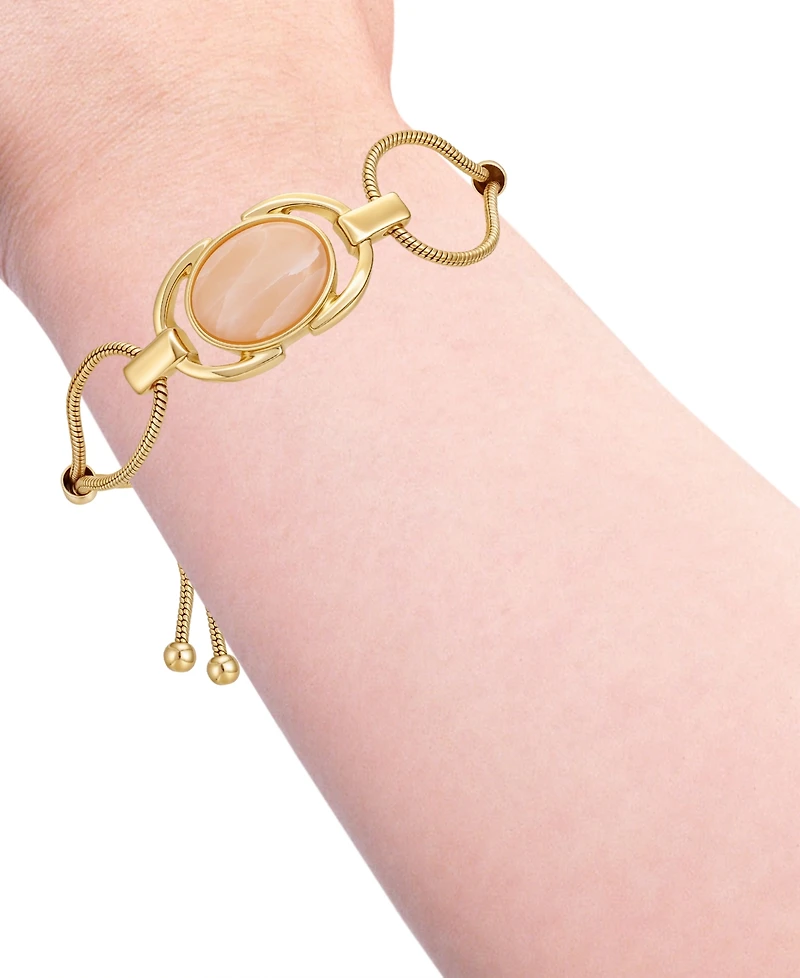 Guess Gold-Tone Center Stone Accent Slider Bracelet