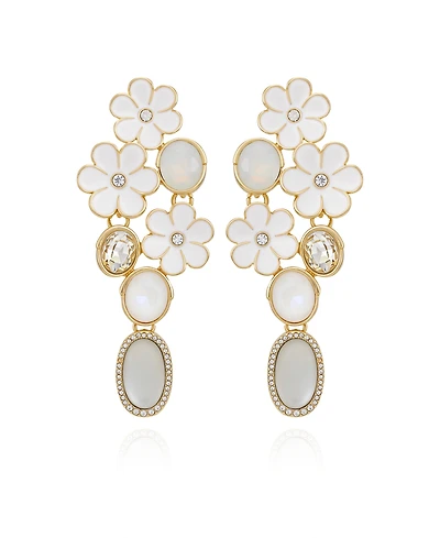 Guess Gold-Tone Floral Linear Drop Earrings