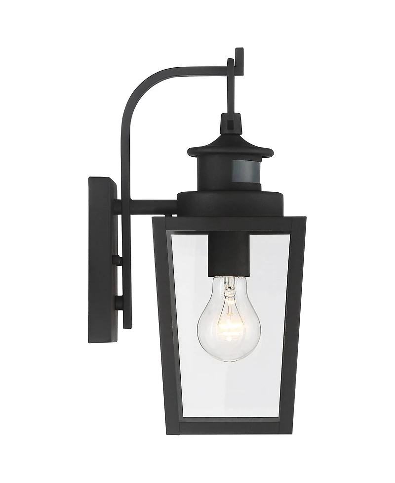 Possini Euro Design Ackerly Modern Outdoor Wall Light Fixtures Set of 2 Dusk to Dawn Motion Sensor Clear Glass for Post Exterior