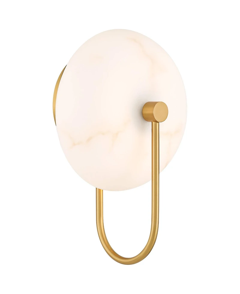 Possini Euro Design Tarquin 11 1/4" High Modern Wall Sconce Light Lamp Fixture Mount Bathroom Led Gold Brass Alabaster Glass Shade