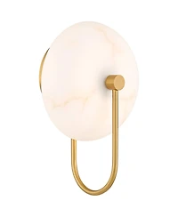Possini Euro Design Tarquin 11 1/4" High Modern Wall Sconce Light Lamp Fixture Mount Bathroom Led Gold Brass Alabaster Glass Shade