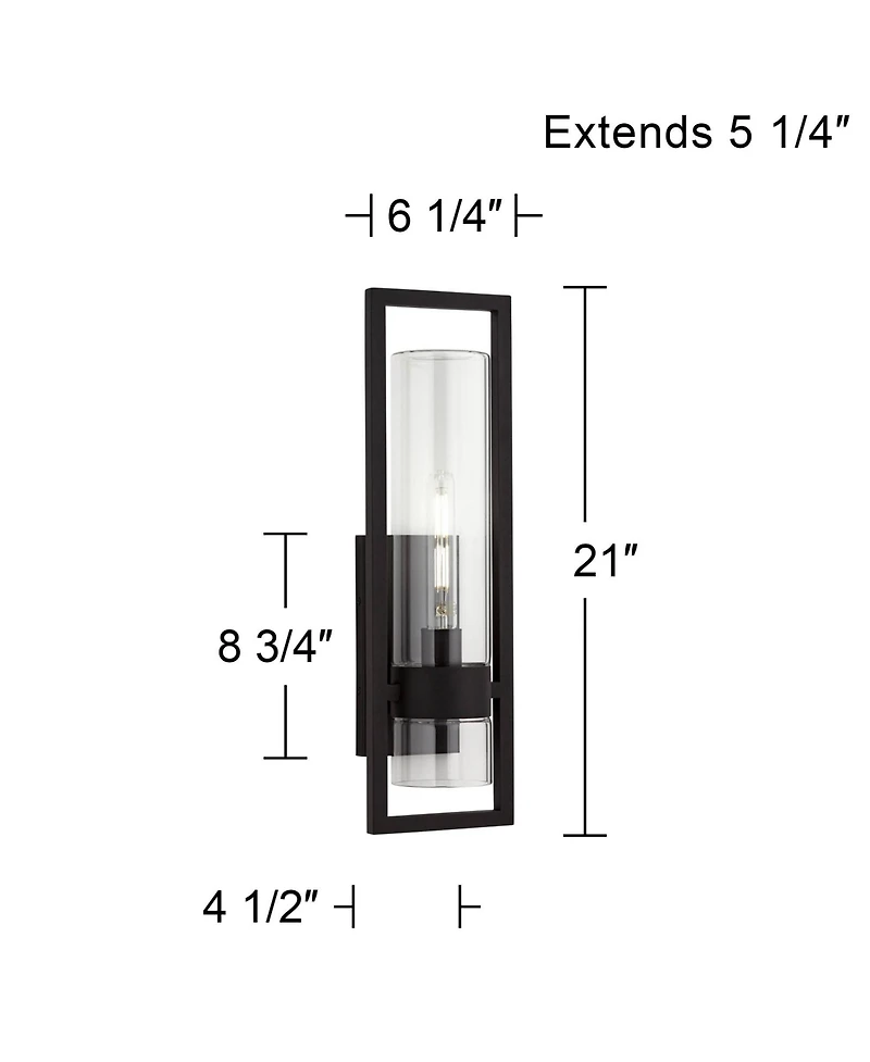 Possini Euro Design Reed High Modern Outdoor Wall Light Fixture Mount Porch House Weatherproof Sand Finish Glass Shade