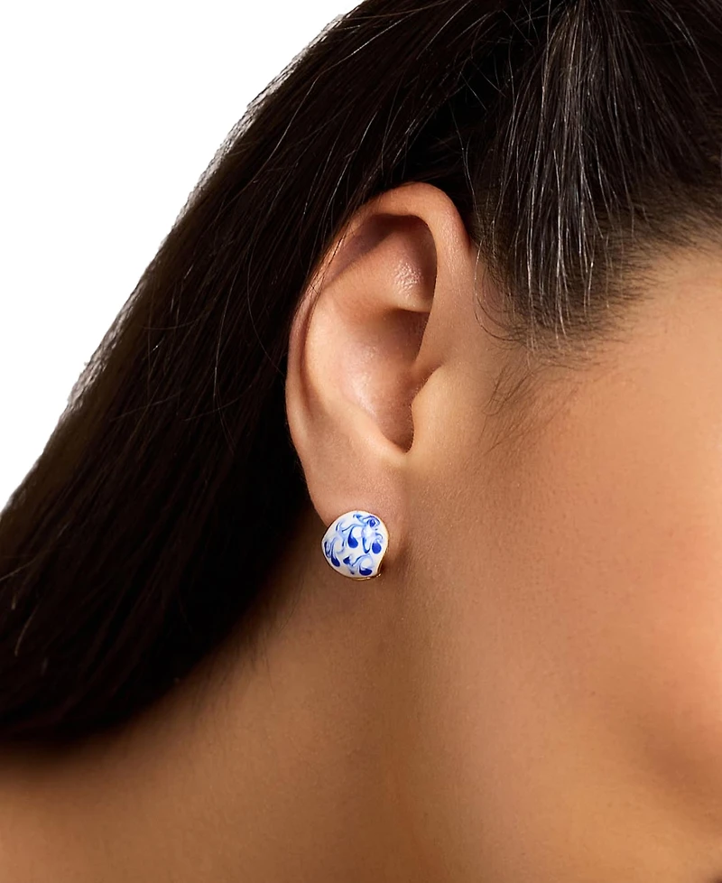 Ana Luisa Abby Mini Gold-Plated Marble Blue Statement Earrings