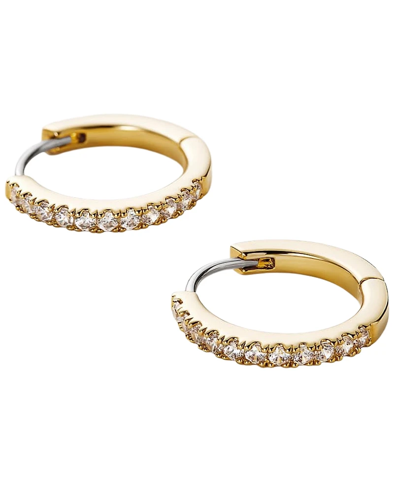 Ana Luisa Pave Small Gold-Plated Huggie Hoop Earrings