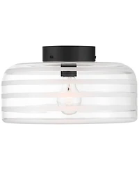 Possini Euro Design Cooper Mid Century Modern Semi Flush-Mount Ceiling Light Fixture Kitchen Finish Ribbed Glass