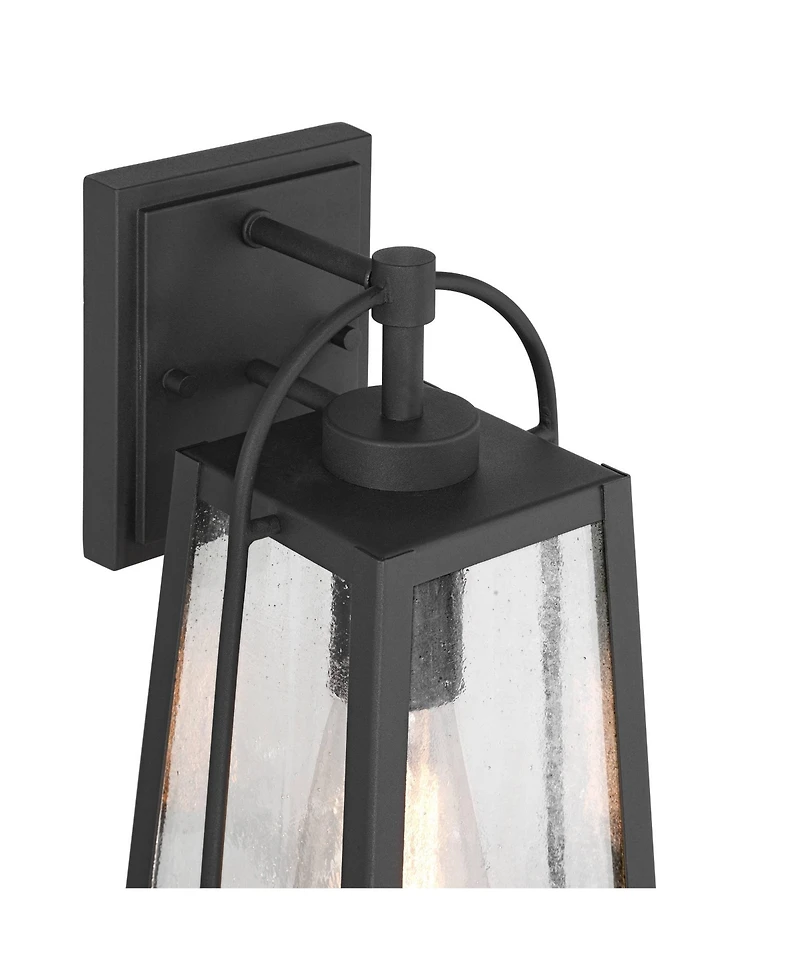 Possini Euro Design Woodley High Modern Outdoor Wall Light Fixture Mount Porch House Weatherproof Sand Black Glass Shade