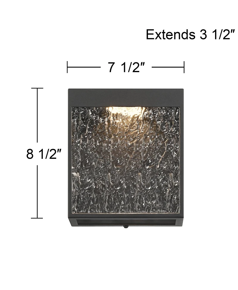 Possini Euro Design Sofia High Modern Outdoor Wall Light Fixture Mount Porch House Led Bulb Hammered Glass Shade