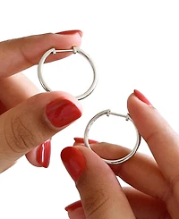 Ana Luisa Lo Medium Silver Slim Endless Hoop Earrings