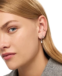 Ana Luisa Frida Mother of Pearl Silver Huggie Hoop Earrings