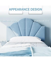 gaomon Twin Velvet Bed Frame with Shell Headboard, Adjustable Upholstered Platform