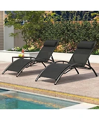Slickblue Patio Chaise Lounges Set of 2 Outdoor Recliner with 5-Position