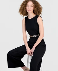 Robbie Bee Women's Belted Sleeveless Jumpsuit