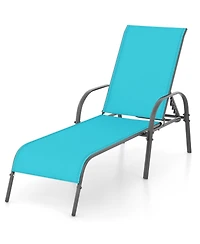 Slickblue Adjustable Patio Chaise Folding Lounge Chair with Backrest-Turquoise