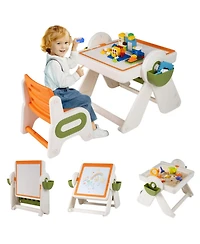 Gouun 6-in-1 Kids Activity Table and Chair Set with Folding Art Easel